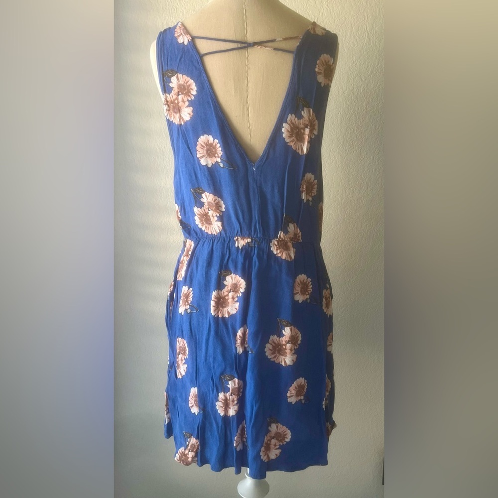 Women's Size L Blue Floral Sleeveless dress - Picture 5 of 8